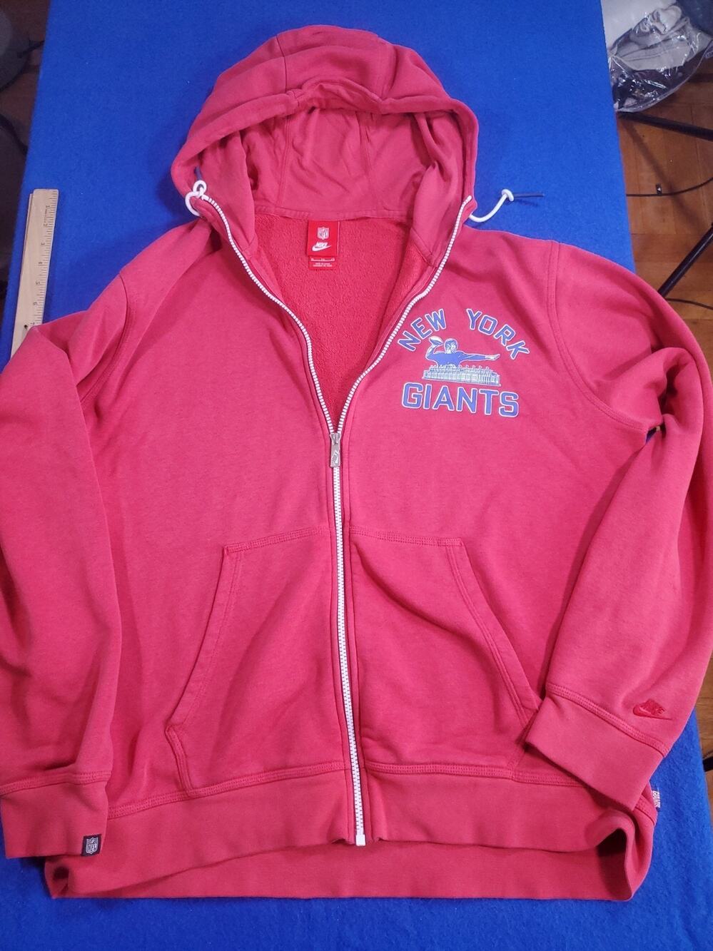 Nike NFL New York Giants Full Zip Hoodie Sweatshirt Red Mens XL Graphic Classic